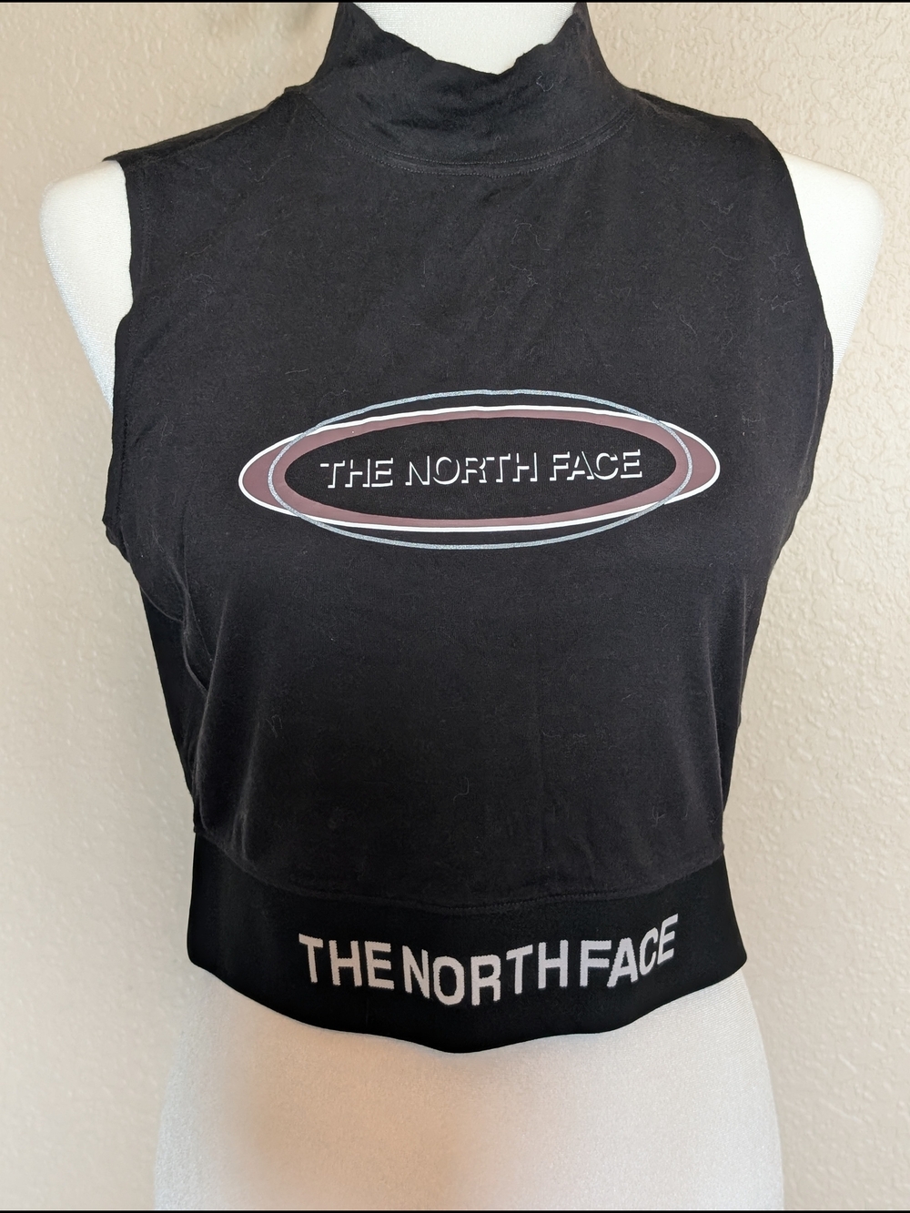 The North Face Black Sleeveless Crop Top with Logo